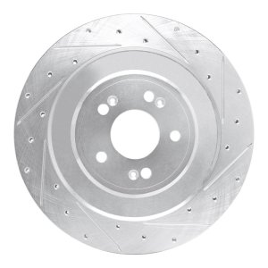 Genesis G80 Brake Rotor (1) - Rear Right - R1 Concepts - Drilled & Slotted - Silver - `21-`26